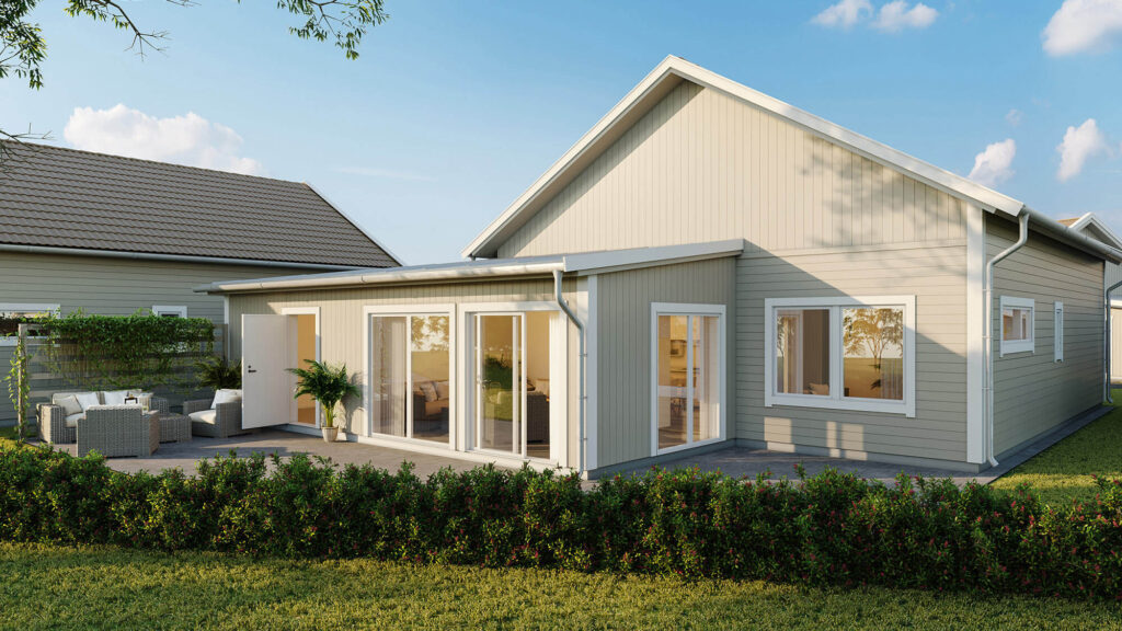 Platsbyggda hus från Lyckebohus - skräddarsydda lösvirkeshus med modern design och traditionellt hantverk.